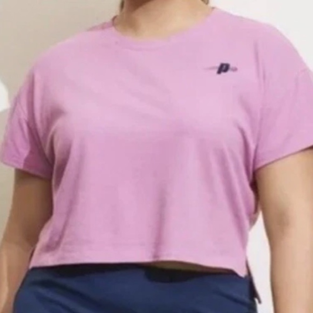 Prince Pickleball Women's Soft Pink Short Sleeve Cropped Tee - NWT - Size XXL